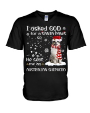Australian Shepherd-CS3837-I Asked God-V3 V-Neck T-Shirt tile