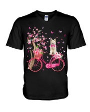 Berger Blanc Suisse-CS3104-Dog And Bicycle V-Neck T-Shirt tile