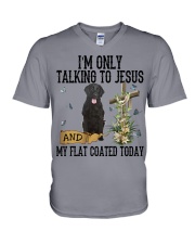 Flat Coated-CS2471-Talking To Jesus V-Neck T-Shirt tile