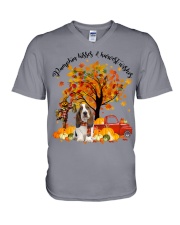 Basset Hound-CS3394-Pumpkin Kisses V-Neck T-Shirt tile
