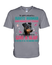 Manchester Terrier-dot1-CS3825-Give A Slap V-Neck T-Shirt tile