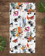 Basset Hound Summer Beach Beach Towel aos-towelbeach-vertical-front-lifestyle-1
