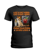 Golden Retriever-puppy-CS3763-Let's Eat Kids Ladies T-Shirt tile