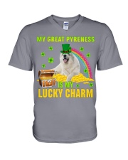 Great Pyreness-CS4143-Lucky Charm-V2 V-Neck T-Shirt tile