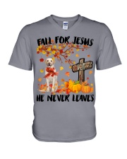 Labrador Retriever 1-CS3252-Fall For Jesus V-Neck T-Shirt tile