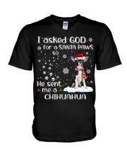 Chihuahua-CS3837-I Asked God-V3 V-Neck T-Shirt tile
