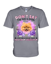 Pomeranian-CS4086-Don't Say-V2 V-Neck T-Shirt tile