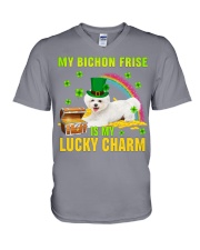 Bichon Frise-CS4143-Lucky Charm-V2 V-Neck T-Shirt tile