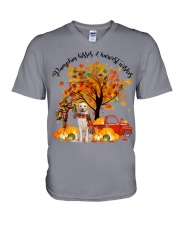 Labrador Retriever-CS3394-Pumpkin Kisses V-Neck T-Shirt tile