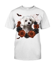 Maltese-CS3406-Rose And Dog-V3 Classic T-Shirt front
