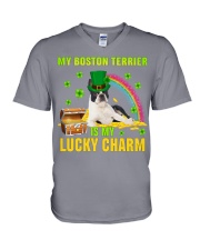 Boston Terrier-CS4143-Lucky Charm-V2 V-Neck T-Shirt tile