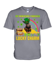 Miniature Pinscher-CS4143-Lucky Charm-V2 V-Neck T-Shirt tile