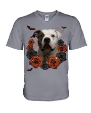 American Bulldog-CS3406-Rose And Dog-V3 V-Neck T-Shirt tile