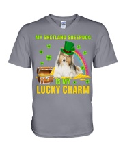 Shetland Sheepdog-CS4143-Lucky Charm-V2 V-Neck T-Shirt tile