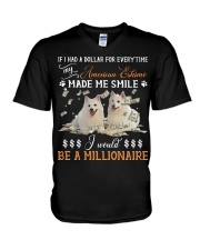 American Eskimo-CS3957-Made Me Smile-V2 V-Neck T-Shirt tile