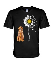 Golden Retriever-CS3830-Happy Place-V2 V-Neck T-Shirt tile