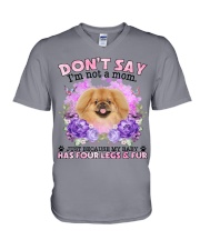 Pekingese-CS4086-Don't Say-V2 V-Neck T-Shirt tile