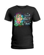 Shiba Inu-CS3637-Jesus Is My Rock Ladies T-Shirt tile