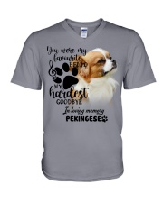 Pekingese-02-CS1389-My Hardest V-Neck T-Shirt tile