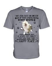 Samoyed-CS3017-Happy Place V-Neck T-Shirt tile