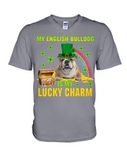 English Bulldog-CS4143-Lucky Charm-V2 V-Neck T-Shirt tile