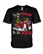 Border Collie 2-CS3821-Tis The Season V-Neck T-Shirt tile
