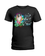 Australian Shepherd-CS3637-Jesus Is My Rock Ladies T-Shirt tile