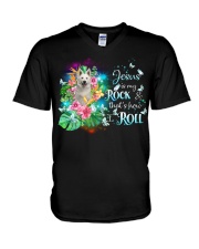 Berger Blanc Suisse-CS3637-Jesus Is My Rock V-Neck T-Shirt tile