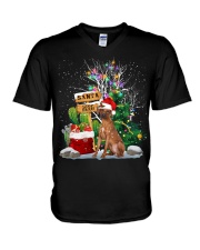 Rhodesian Ridgeback -CS3743-Santa Stop Here V-Neck T-Shirt tile