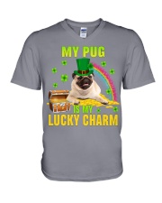 Pug 2-CS4143-Lucky Charm-V2 V-Neck T-Shirt tile