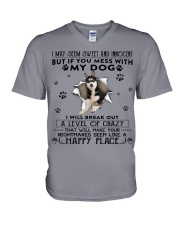 Husky-CS3017-Happy Place V-Neck T-Shirt tile