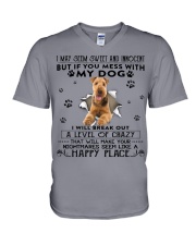 Airedale Terrier-CS3017-Happy Place V-Neck T-Shirt tile