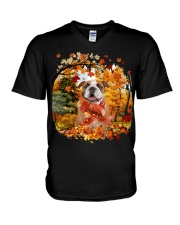 English Bulldog-CS3111-Autumn Dog-V2 V-Neck T-Shirt tile