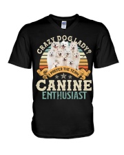 Samoyed-CS2593-Crazy Dog Lady V-Neck T-Shirt tile
