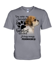 Pekingese-CS1389-My Hardest V-Neck T-Shirt tile