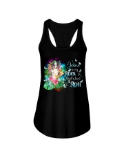 Blue Merle Collie-CS3637-Jesus Is My Rock Ladies Flowy Tank tile