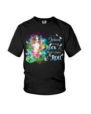 Blue Merle Collie-CS3637-Jesus Is My Rock Youth T-Shirt tile
