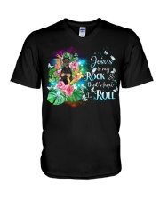 German Pinscher-CS3637-Jesus Is My Rock V-Neck T-Shirt tile