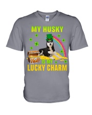Husky 2-CS4143-Lucky Charm-V2 V-Neck T-Shirt tile