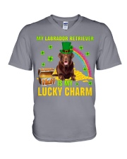 Labrador Retriever 2-CS4143-Lucky Charm-V2 V-Neck T-Shirt tile