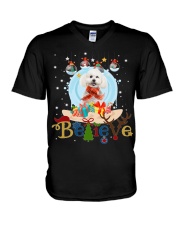 Bichon Frise-CS4082-Believe-V2 V-Neck T-Shirt tile
