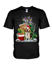 Beagle -CS3743-Santa Stop Here V-Neck T-Shirt tile