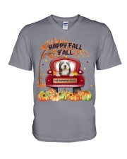 Bearded Collie-CS3176-Happy Fall V-Neck T-Shirt tile