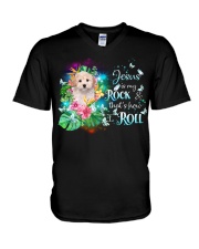 Maltipoo-CS3637-Jesus Is My Rock V-Neck T-Shirt tile