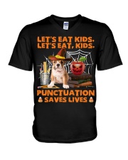 English Bulldog-puppy-CS3763-Let's Eat Kids V-Neck T-Shirt tile