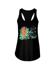 Golden Retriever-CS3637-Jesus Is My Rock Ladies Flowy Tank tile