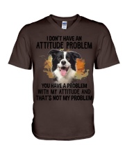 Border Collie-CS3647-Attitude Problem V-Neck T-Shirt tile