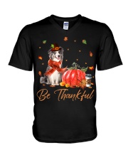 Blue Merle Collie-CS3570-Be Thankful V-Neck T-Shirt tile