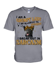 Australian Kelpie-CS2949-Grumpy Lady V-Neck T-Shirt tile