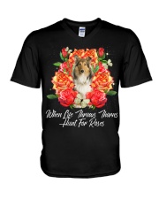 Scotch Collie-CS3596-Hunt For Roses V-Neck T-Shirt tile